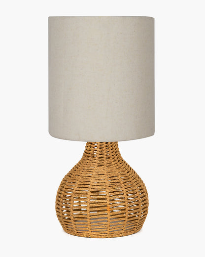 Homesake® Raffia Rattan Table Lamp, Small Nightstand Lamp with Linen Fabric Lampshade, Bedside Lamp for Bedroom, Living Room, Study & Livra Home Décor | Warm Ambient Lighting (Spinning, Jute)