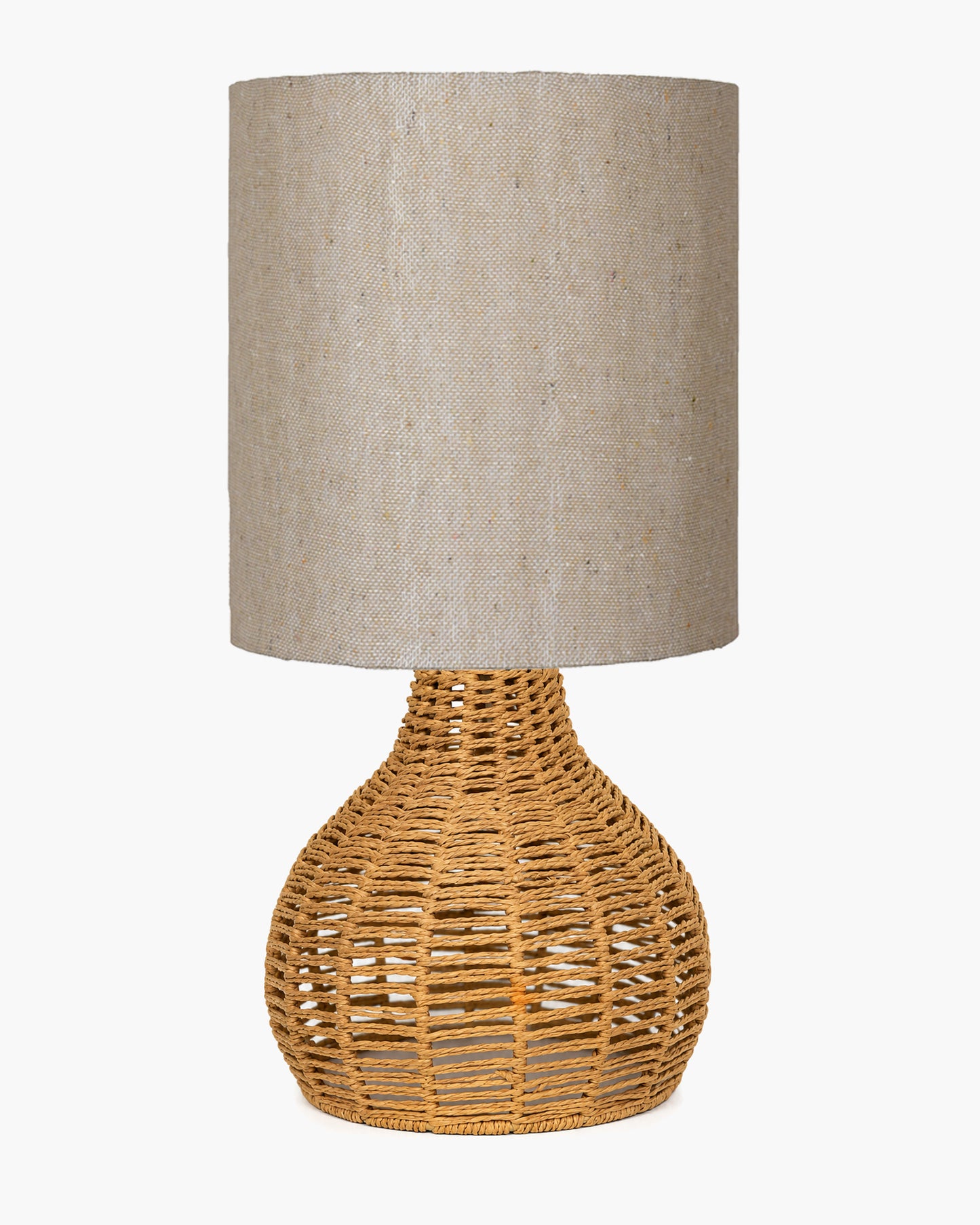 Homesake® Raffia Rattan Table Lamp, Small Nightstand Lamp with Linen Fabric Lampshade, Bedside Lamp for Bedroom, Living Room, Study & Livra Home Décor | Warm Ambient Lighting (Spinning, Jute)