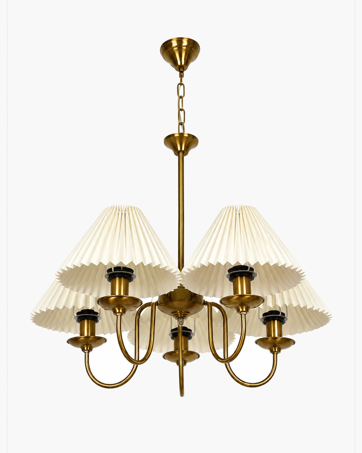 Homesake® 5-Light Brass Gold Chandelier with Fabric Shades, E27 Modern Hanging Ceiling Light for Living Room, Dining Room, Bedroom & Foyer