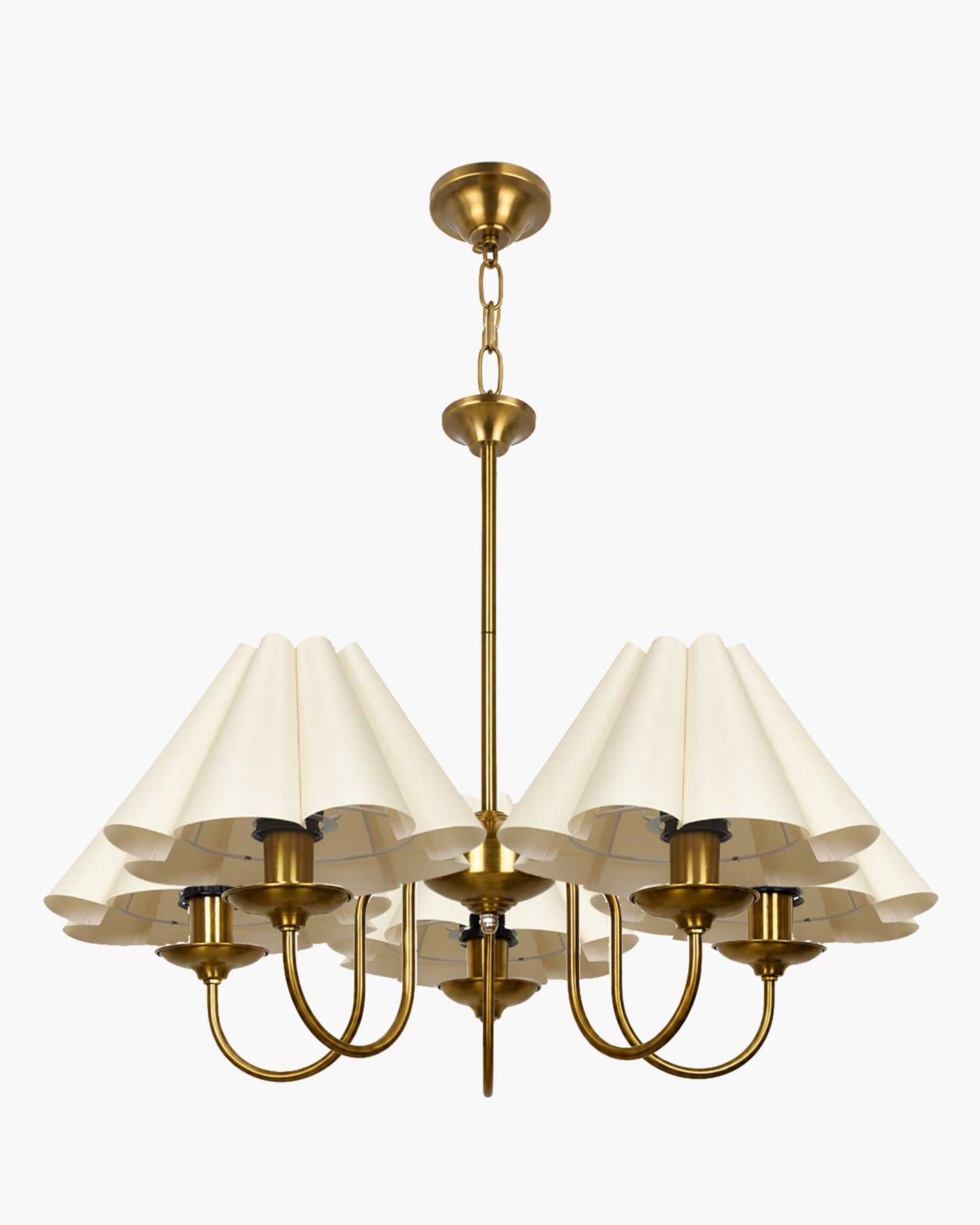 Homesake® 5-Light Brass Gold Chandelier with Fabric Shades, E27 Modern Hanging Ceiling Light for Living Room, Dining Room, Bedroom & Foyer