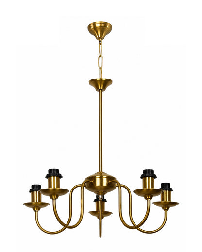 Homesake® 5-Light Brass Gold Chandelier with Fabric Shades, E27 Modern Hanging Ceiling Light for Living Room, Dining Room, Bedroom & Foyer