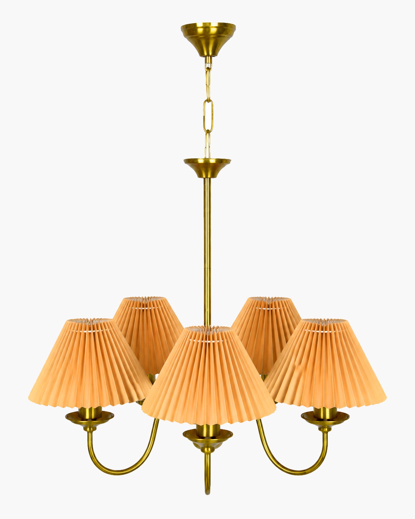 Homesake® 5-Light Brass Gold Chandelier with Fabric Shades, E27 Modern Hanging Ceiling Light for Living Room, Dining Room, Bedroom & Foyer