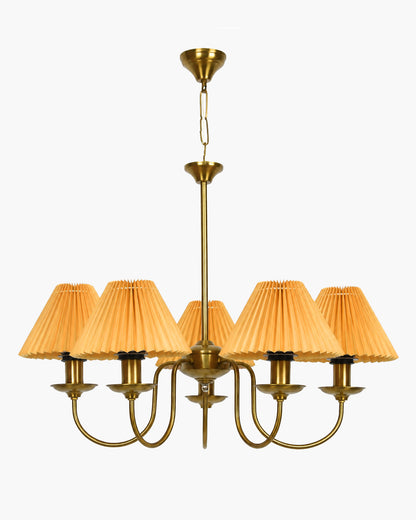 Homesake® 5-Light Brass Gold Chandelier with Fabric Shades, E27 Modern Hanging Ceiling Light for Living Room, Dining Room, Bedroom & Foyer
