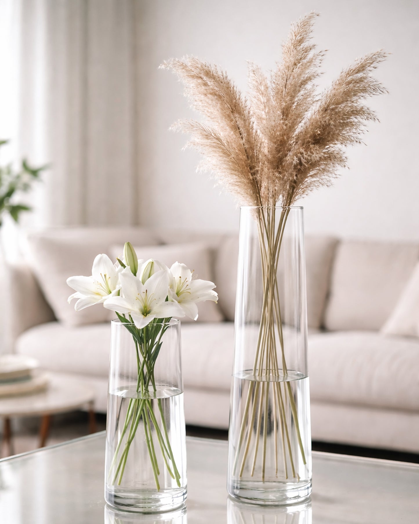 Glass Vase for Plants Flowers (Transparent, 29 cm X 8 cm) - Living Room Glass Vase Pot for Water Plants Home Décor Dining Table Decoration Bedroom Hall Aesthetic House Warming Gift, Stem Vase