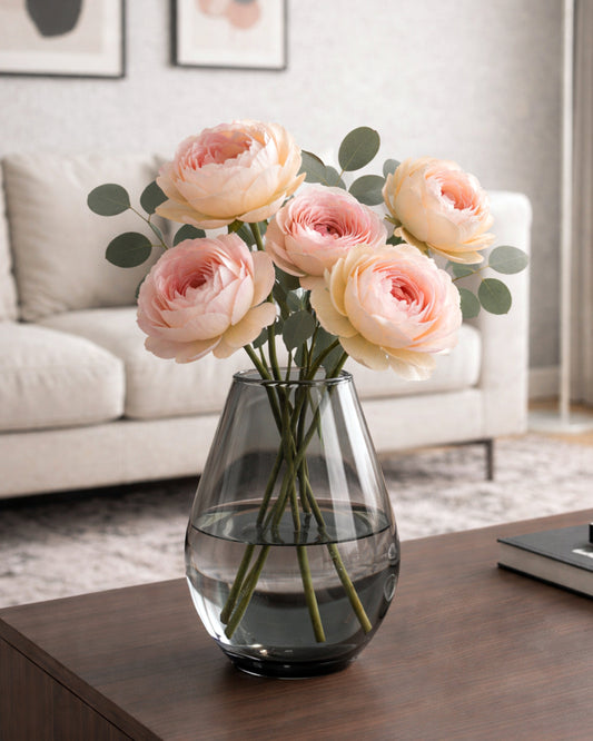 Pitcher Flower Vase for Flower Plants Glass Vase Pot for Living Room Home Decor Dining Table Decoration Water Plants Bedroom Hall Aesthetic House Warming Gift, Classic Urn, Smoky