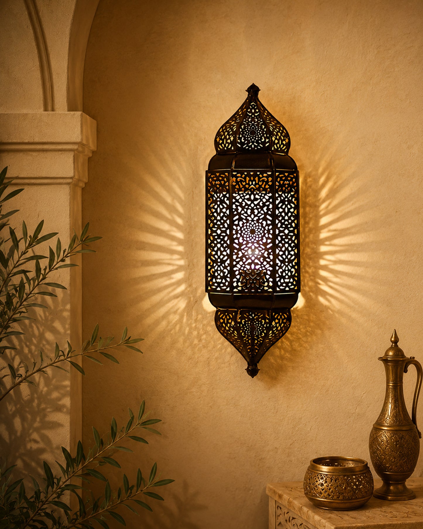 Homesake® Moroccan Wall Lamp – Handcrafted Decorative Metal Light for living room, Bedroom, Offoce or Festive Decor