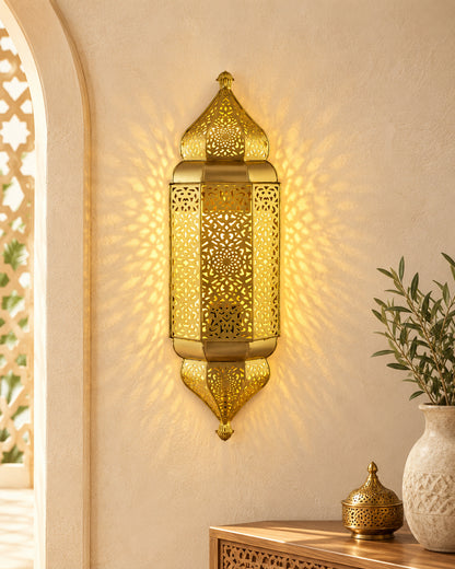 Homesake® Moroccan Wall Lamp – Handcrafted Decorative Metal Light for living room, Bedroom, Offoce or Festive Decor