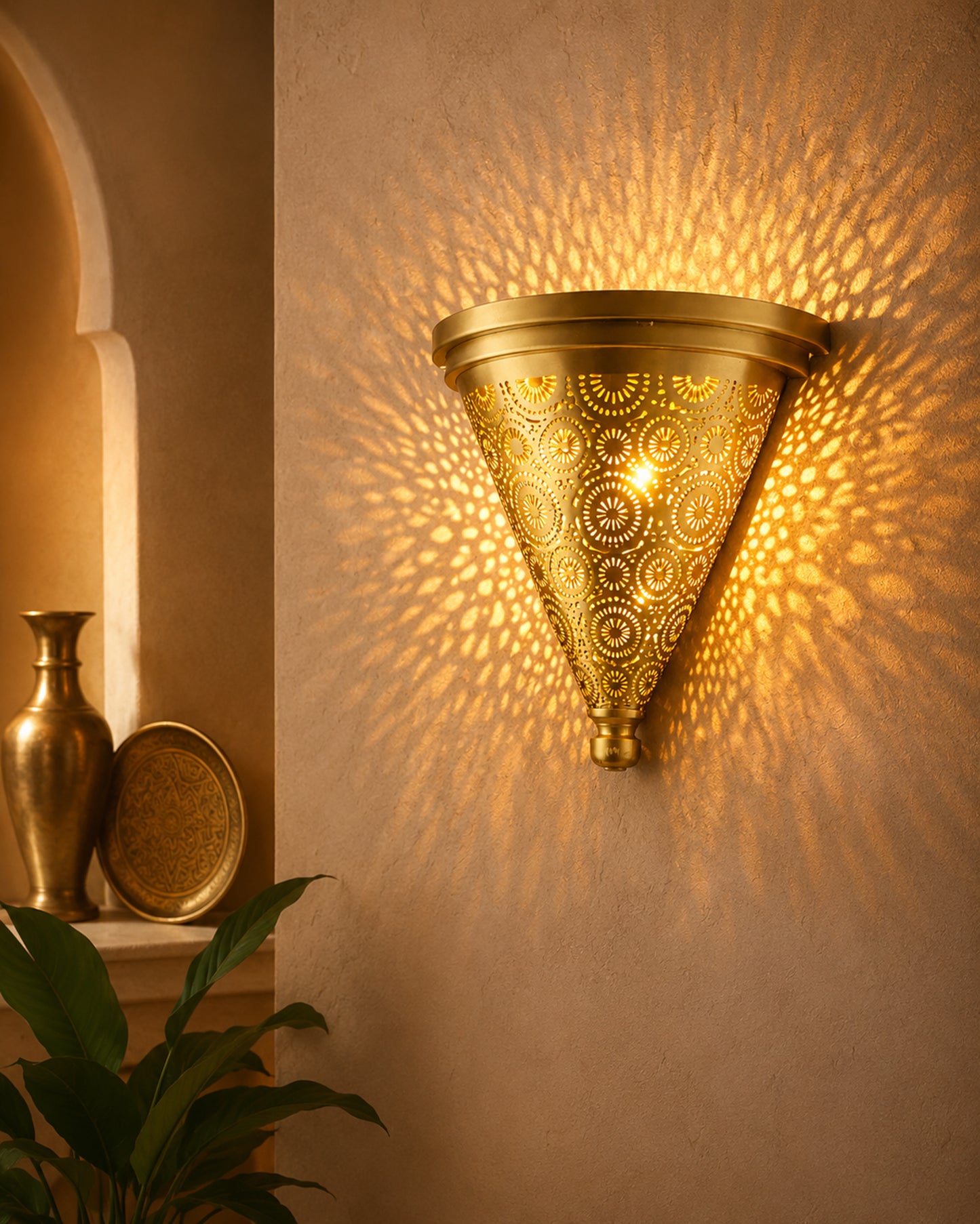 Moroccan Wall Trophy Concentric Circles Light shades, Engraved Wall Sconce Light, Antique Handmade