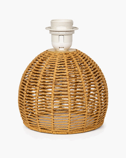 Homesake® Shade Rattan Table Lamp for Bedroom & Living Room, Natural Wicker Bedside Lamp for Bedroom, Living Room & Home Décor, E27 Holder, Livra, Scandinavian, Minimal Style Lighting (Round, Jute)