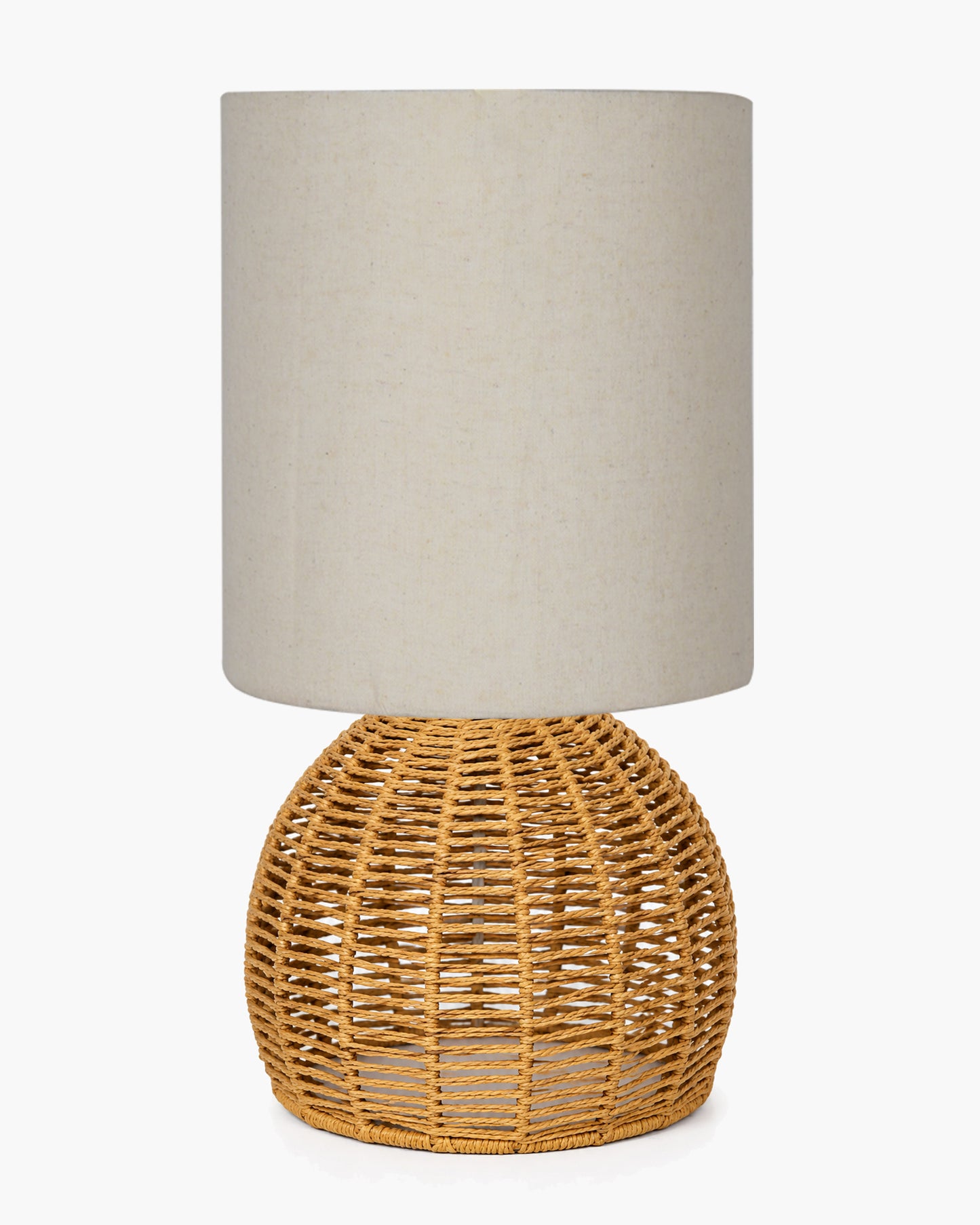 Homesake® Shade Rattan Table Lamp for Bedroom & Living Room, Natural Wicker Bedside Lamp for Bedroom, Living Room & Home Décor, E27 Holder, Livra, Scandinavian, Minimal Style Lighting (Round, Jute)