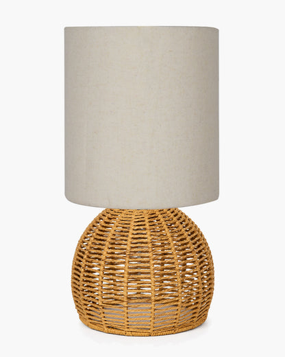 Homesake® Shade Rattan Table Lamp for Bedroom & Living Room, Natural Wicker Bedside Lamp for Bedroom, Living Room & Home Décor, E27 Holder, Livra, Scandinavian, Minimal Style Lighting (Round, Jute)