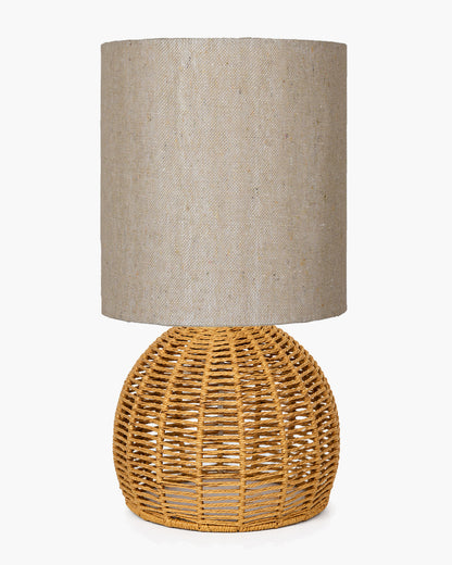 Homesake® Shade Rattan Table Lamp for Bedroom & Living Room, Natural Wicker Bedside Lamp for Bedroom, Living Room & Home Décor, E27 Holder, Livra, Scandinavian, Minimal Style Lighting (Round, Jute)
