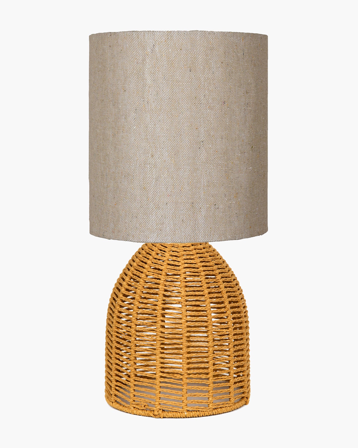 Homesake® Raffia Rattan Table Lamp with Fabric Shade, Small Nightstand Lamp, Natural Wicker Bedside Lamp for Bedroom, Living Room, Study & Home Décor, Livra Collection | E27 Holder