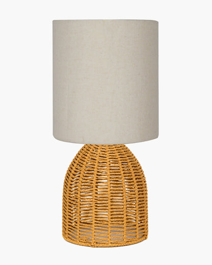Homesake® Raffia Rattan Table Lamp with Fabric Shade, Small Nightstand Lamp, Natural Wicker Bedside Lamp for Bedroom, Living Room, Study & Home Décor, Livra Collection | E27 Holder
