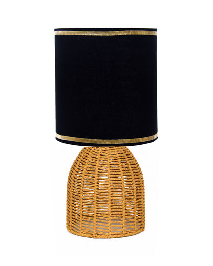 Homesake® Raffia Rattan Table Lamp with Fabric Shade, Small Nightstand Lamp, Natural Wicker Bedside Lamp for Bedroom, Living Room, Study & Home Décor, Livra Collection | E27 Holder
