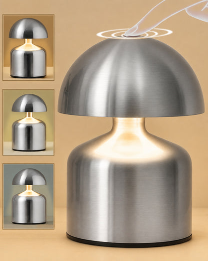 Table Lamp Portable Lamps for Bedroom, Night Lamp, Table Lamp for Bedroom & Living Room, Bedside Lamp, Dimming, 3 Colour Touch Control, Wireless Charging, Metal Mushroom, Gold