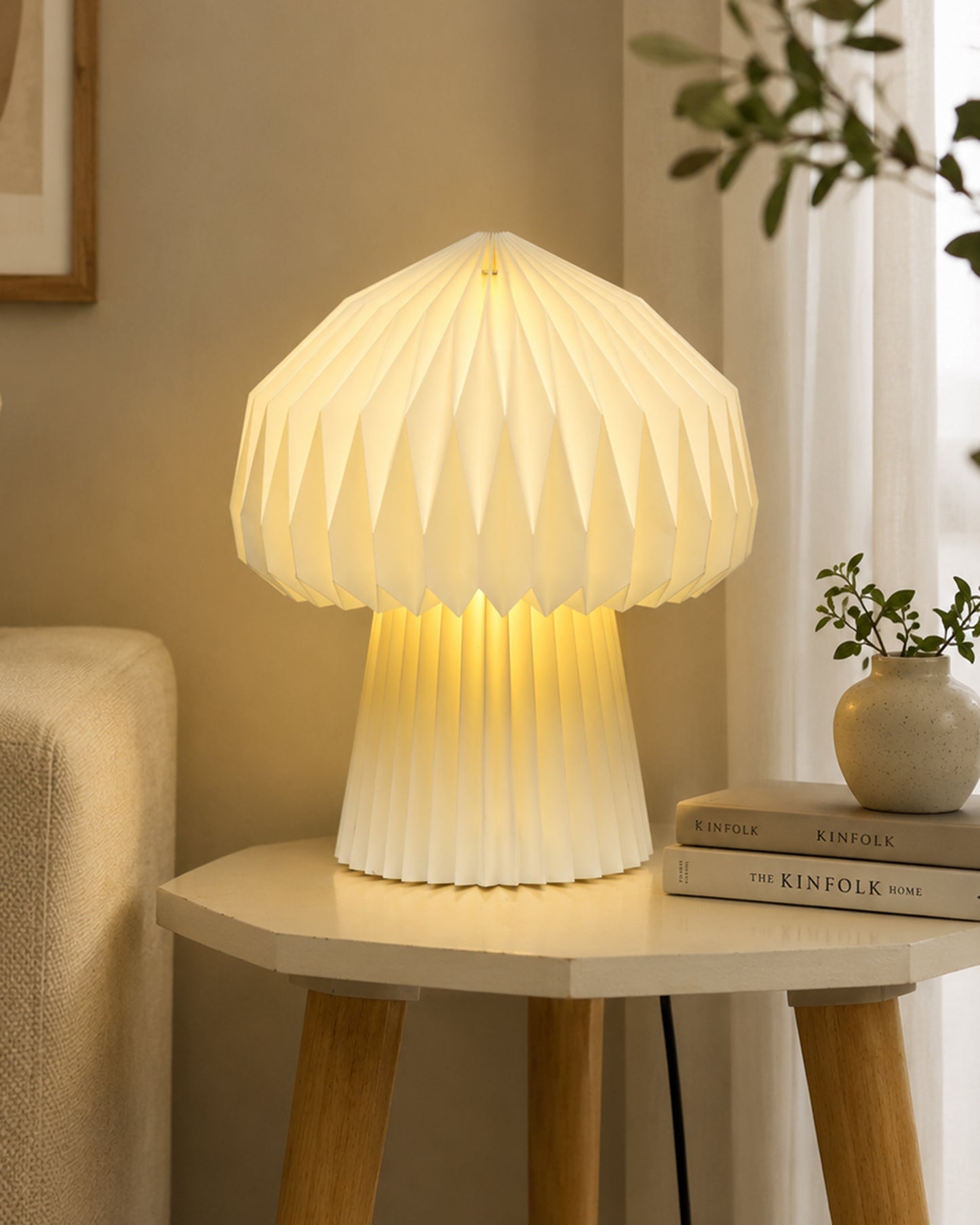 Homesake® Modern Origami LED Table Lamp | Foldable Bedside Night Lamp with Warm White Light | Minimalist Japanese Desk Lamp for Bedroom, Living Room, Office & Home Décor