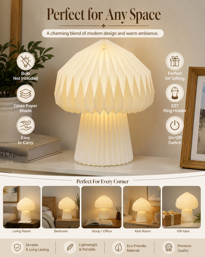 Homesake® Modern Origami LED Table Lamp | Foldable Bedside Night Lamp with Warm White Light | Minimalist Japanese Desk Lamp for Bedroom, Living Room, Office & Home Décor