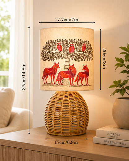 Homesake® Shade Rattan Table Lamp for Bedroom & Living Room, Natural Wicker Bedside Lamp for Bedroom, Living Room & Home Décor, E27 Holder, Livra, Scandinavian, Minimal Style Lighting (Round, Jute)