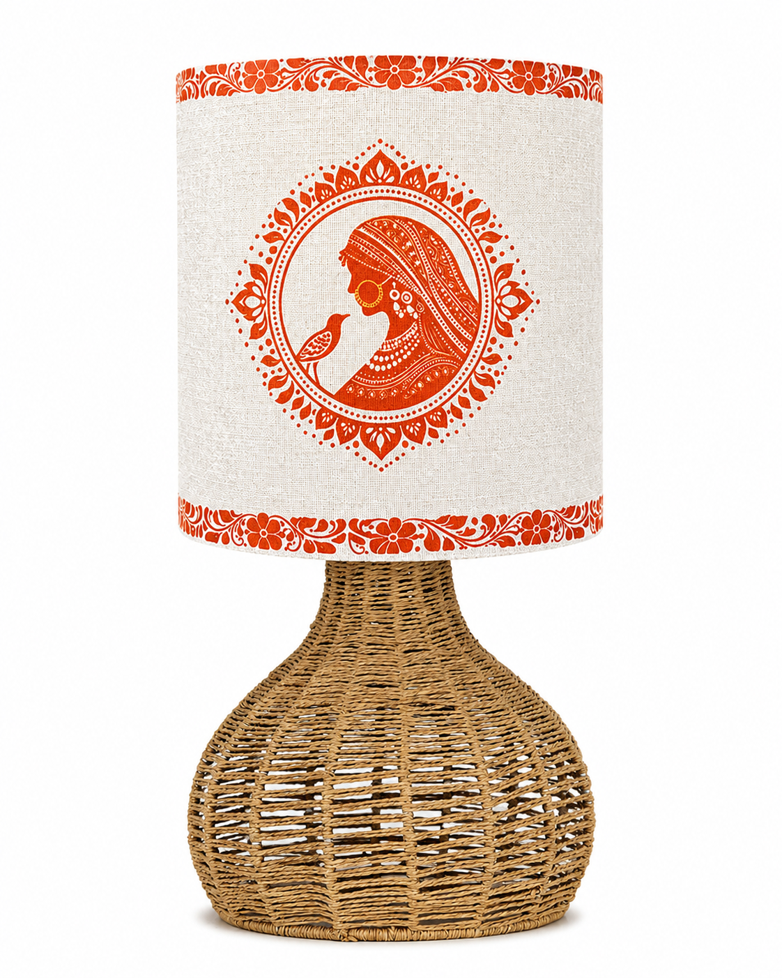 Homesake® Raffia Rattan Table Lamp, Small Nightstand Lamp with Linen Fabric Lampshade, Bedside Lamp for Bedroom, Living Room, Study & Livra Home Décor | Warm Ambient Lighting (Spinning, Jute)