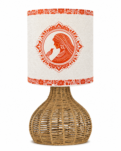 Homesake® Raffia Rattan Table Lamp, Small Nightstand Lamp with Linen Fabric Lampshade, Bedside Lamp for Bedroom, Living Room, Study & Livra Home Décor | Warm Ambient Lighting (Spinning, Jute)