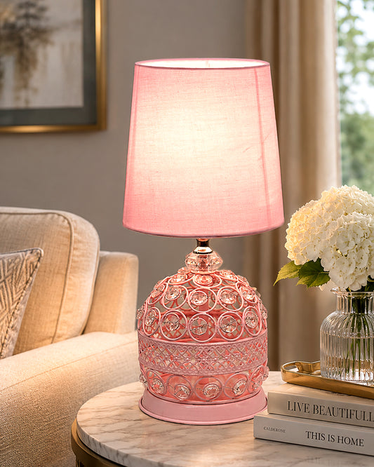 Homesake® Modern Small Crystal Table Lamp,Contemporary Bedroom Bedside Nightstand Lamp,Desk Globe Lamp for Living Room Girls Kids Room
