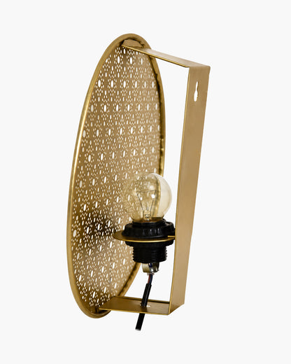 Moroccan Wall Round Light Shade, Engraved Wall Sconce Light Brass Finish