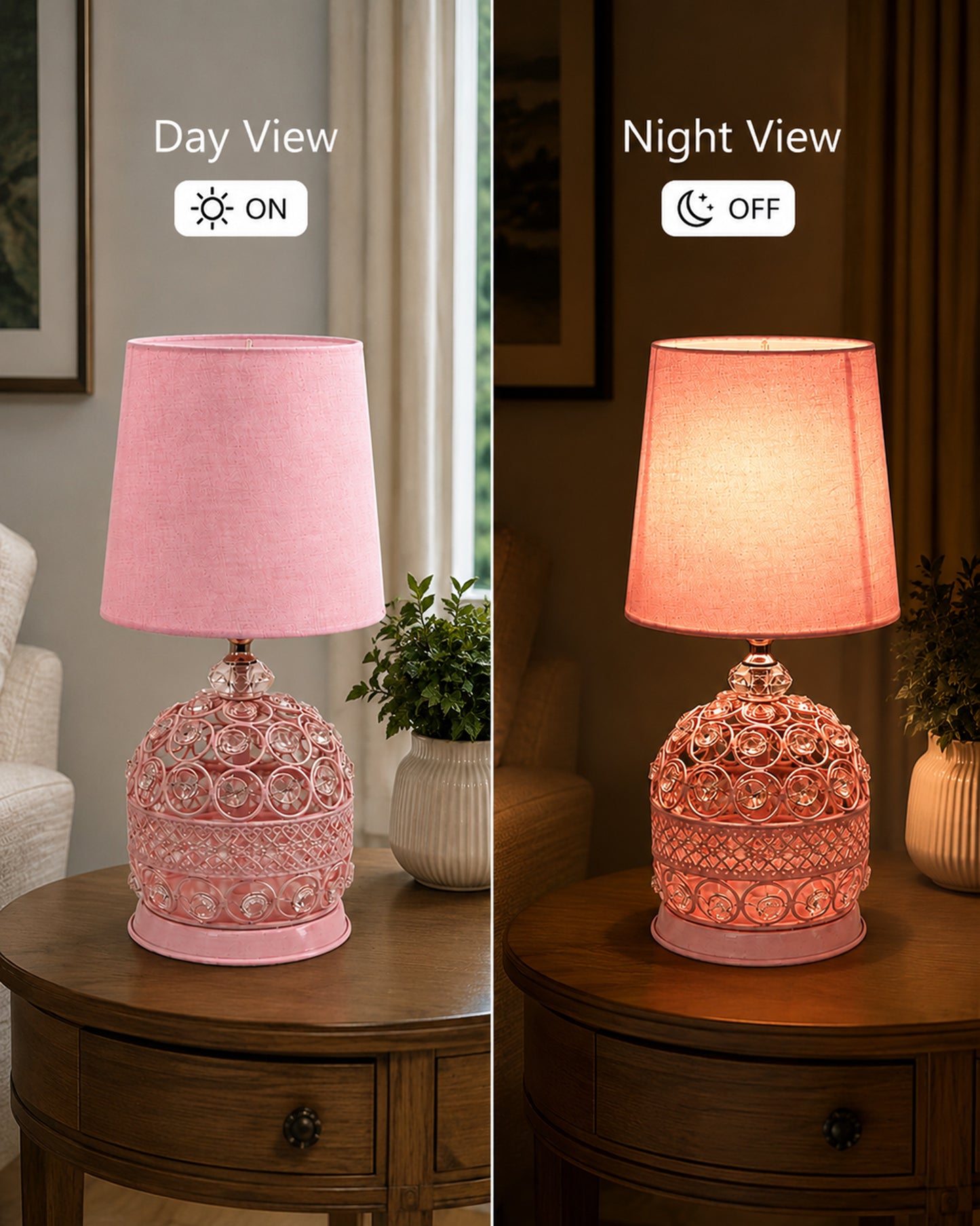 Homesake® Modern Small Crystal Table Lamp,Contemporary Bedroom Bedside Nightstand Lamp,Desk Globe Lamp for Living Room Girls Kids Room