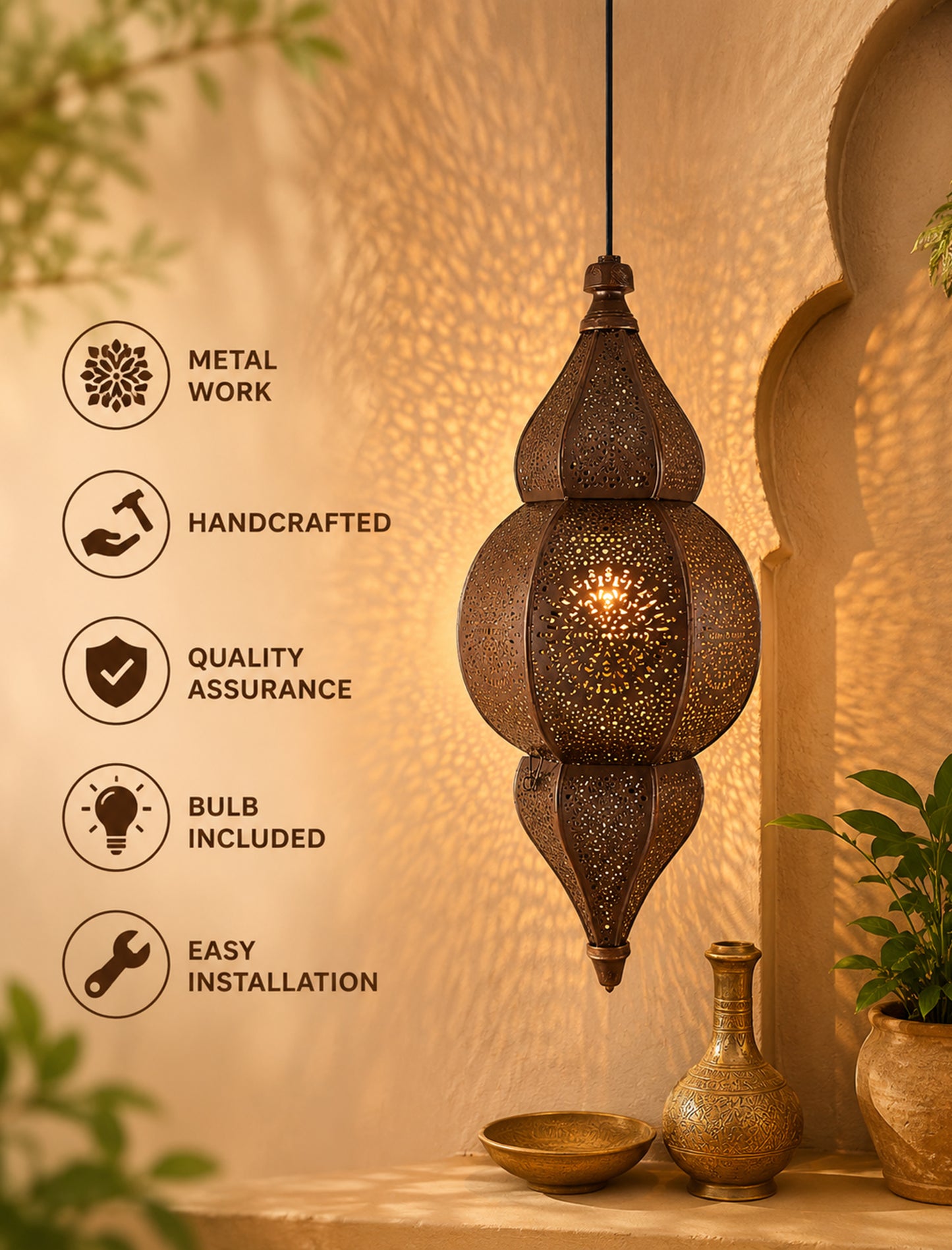 Classic Moroccan Nargis Hanging Lamp, Antique hanging pendant light