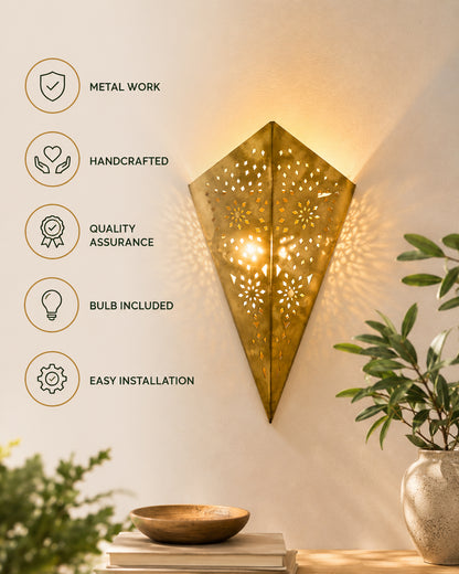 Homesake® Moroccan Metal Wall Sconce – Decorative Ambient Wall Light for Home Decor, Office, Festive Decor