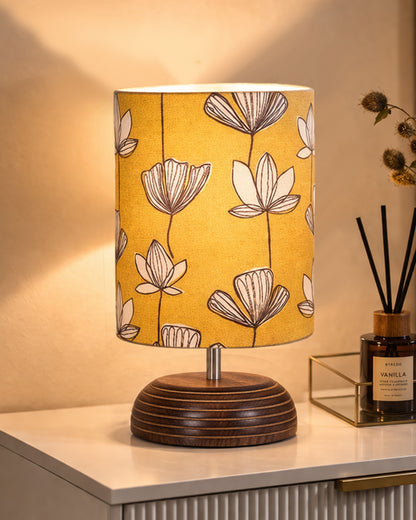 Modern Zen Wooden Lampshade Nightstand Lamps, Antique Base E27 Creative Reading Bedside Lamps Ideal for Bedroom, Pebble, Bird Cylinder
