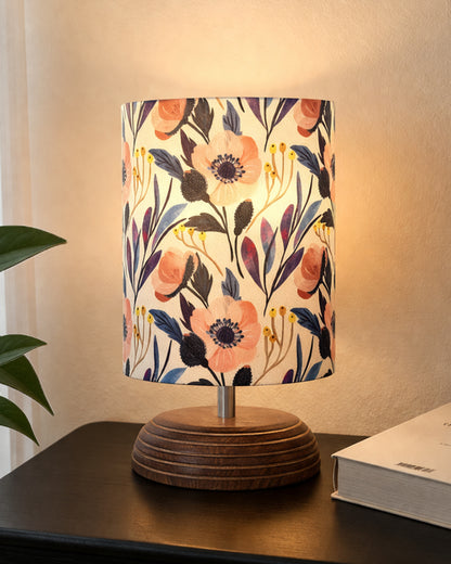 Modern Zen Wooden Lampshade Nightstand Lamps, Antique Base E27 Creative Reading Bedside Lamps Ideal for Bedroom, Pebble, Bird Cylinder