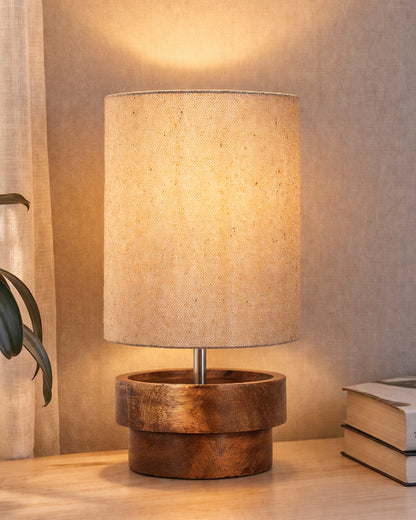 Modern Zen Wooden Lampshade Nightstand Lamps, Antique Base E27 Creative Reading Bedside Lamps Ideal for Bedroom, Concentric, Bird Cylinder