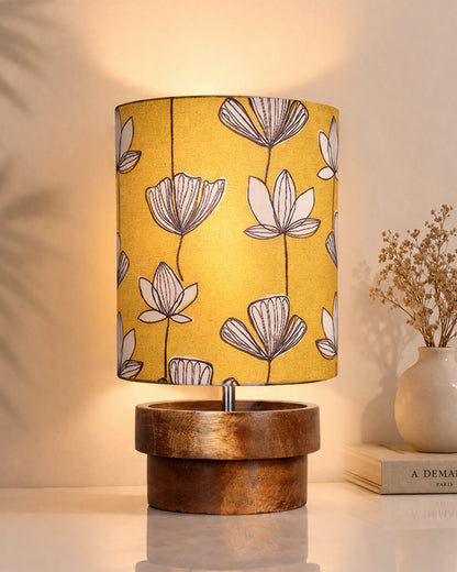 Modern Zen Wooden Lampshade Nightstand Lamps, Antique Base E27 Creative Reading Bedside Lamps Ideal for Bedroom, Concentric, Bird Cylinder