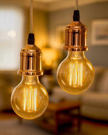 Homesake® Edison Filament Metallic Black Bronze Bulb Holder, Urban, Retro, Nordic Style, With Fixture, Set of 2