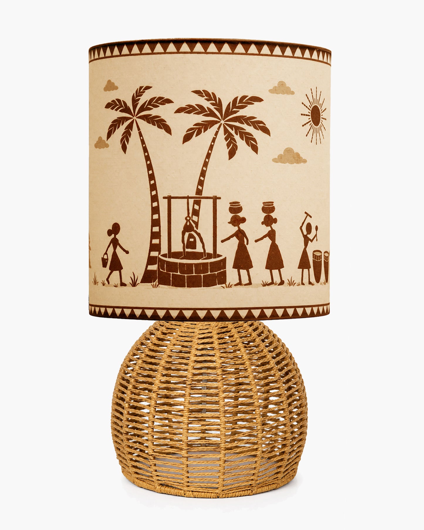 Homesake® Shade Rattan Table Lamp for Bedroom & Living Room, Natural Wicker Bedside Lamp for Bedroom, Living Room & Home Décor, E27 Holder, Livra, Scandinavian, Minimal Style Lighting (Round, Jute)