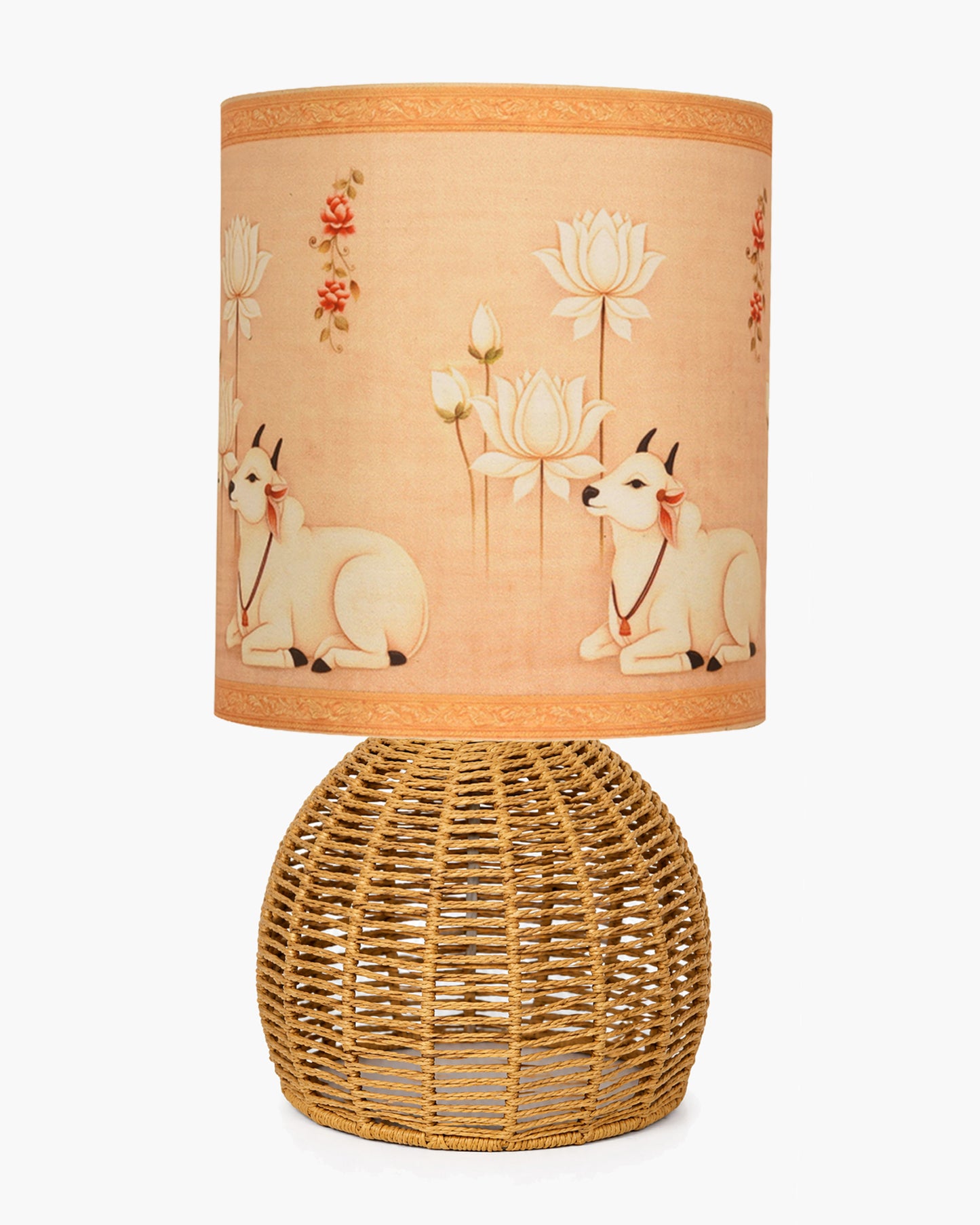 Homesake® Shade Rattan Table Lamp for Bedroom & Living Room, Natural Wicker Bedside Lamp for Bedroom, Living Room & Home Décor, E27 Holder, Livra, Scandinavian, Minimal Style Lighting (Round, Jute)
