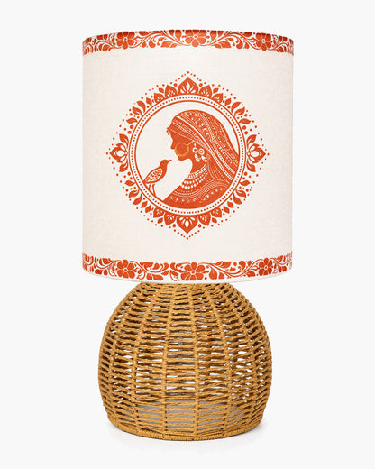 Homesake® Shade Rattan Table Lamp for Bedroom & Living Room, Natural Wicker Bedside Lamp for Bedroom, Living Room & Home Décor, E27 Holder, Livra, Scandinavian, Minimal Style Lighting (Round, Jute)