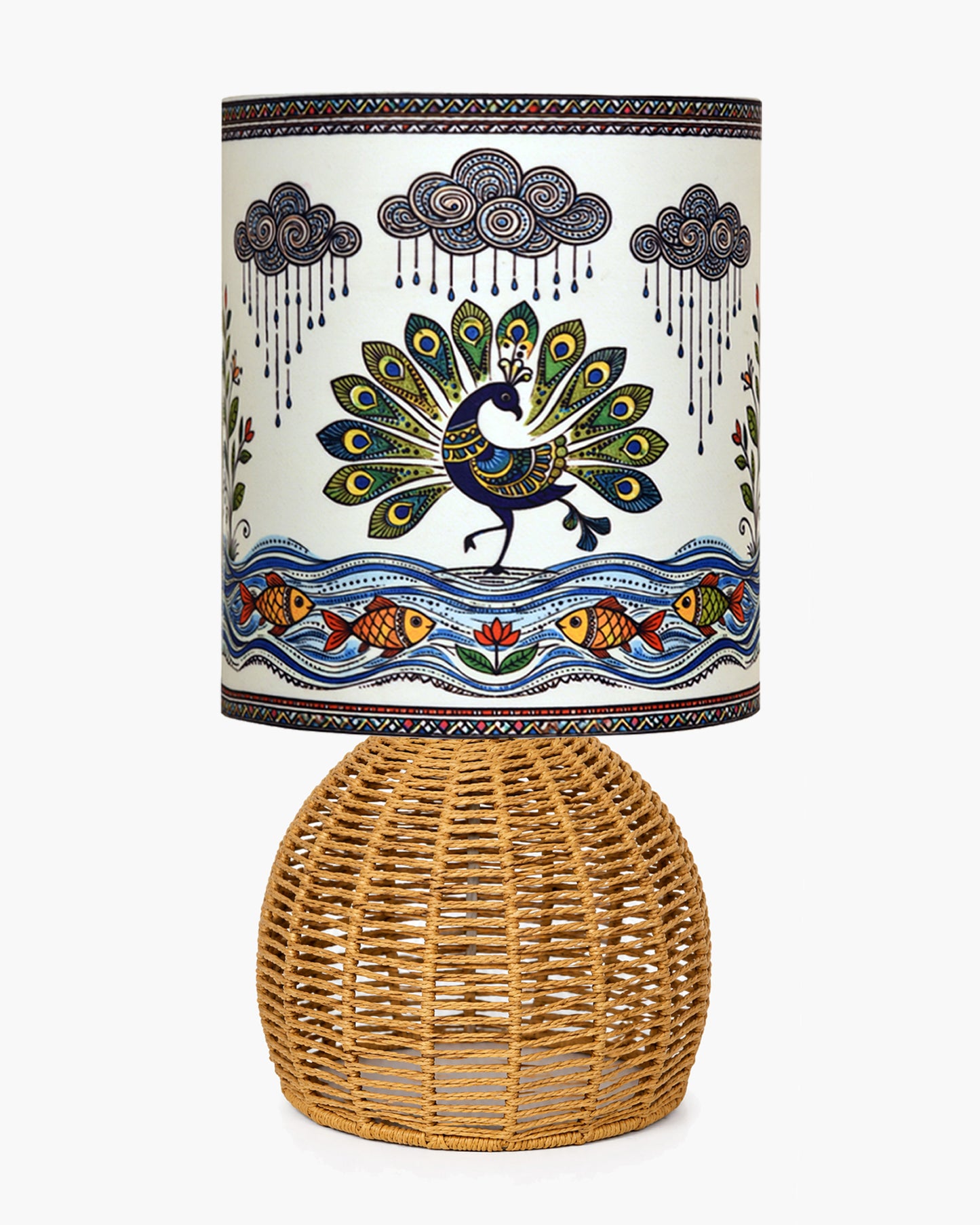 Homesake® Shade Rattan Table Lamp for Bedroom & Living Room, Natural Wicker Bedside Lamp for Bedroom, Living Room & Home Décor, E27 Holder, Livra, Scandinavian, Minimal Style Lighting (Round, Jute)