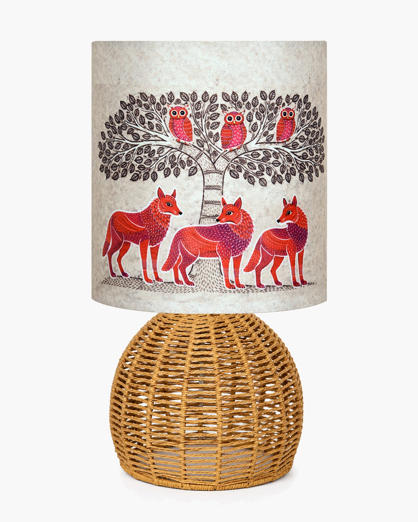 Homesake® Shade Rattan Table Lamp for Bedroom & Living Room, Natural Wicker Bedside Lamp for Bedroom, Living Room & Home Décor, E27 Holder, Livra, Scandinavian, Minimal Style Lighting (Round, Jute)