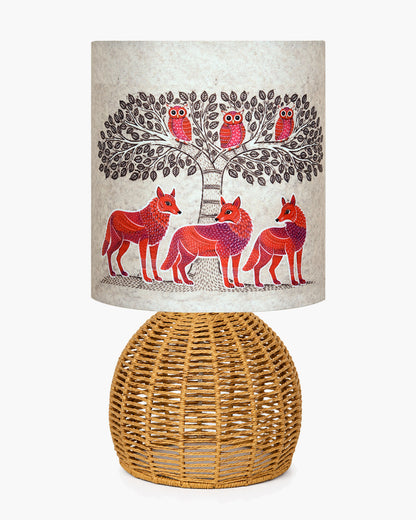 Homesake® Shade Rattan Table Lamp for Bedroom & Living Room, Natural Wicker Bedside Lamp for Bedroom, Living Room & Home Décor, E27 Holder, Livra, Scandinavian, Minimal Style Lighting (Round, Jute)
