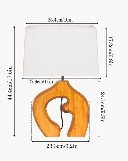 Homesake® Ellora Sculpted Wood Table Lamp with Fabric Shade – Hand-Carved Arch Base, Light for Bedroom & Living Room, Blue Bird Rectangle