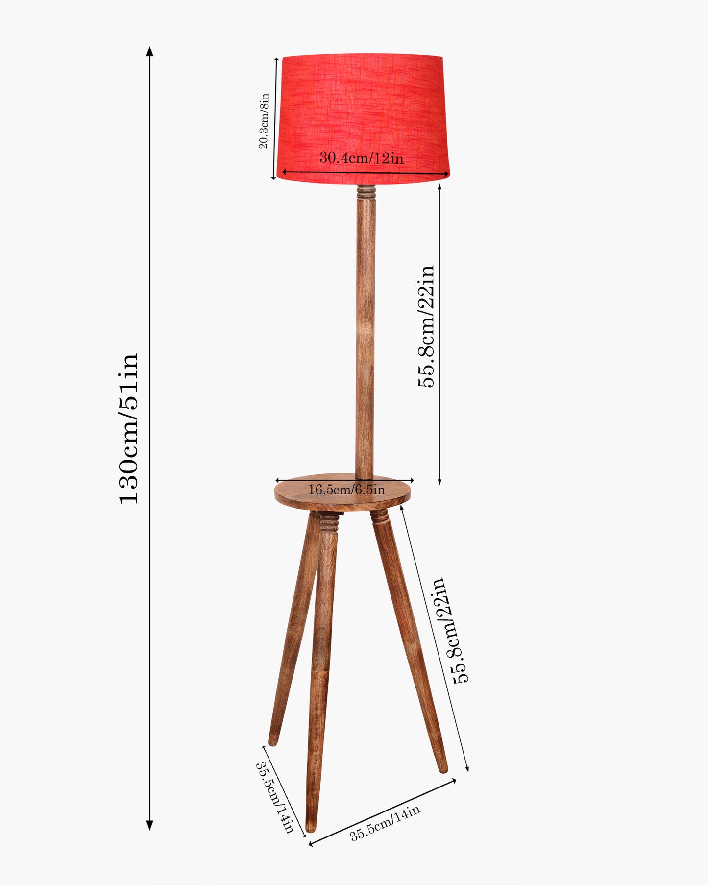 Table,Tripod Wooden Floor Lamp, Mid Century Standing Lamp, E27 Lamp Base, With Shade Modern Design Floor Reading Lamp for Living Room Bedroom, Study Room and Office