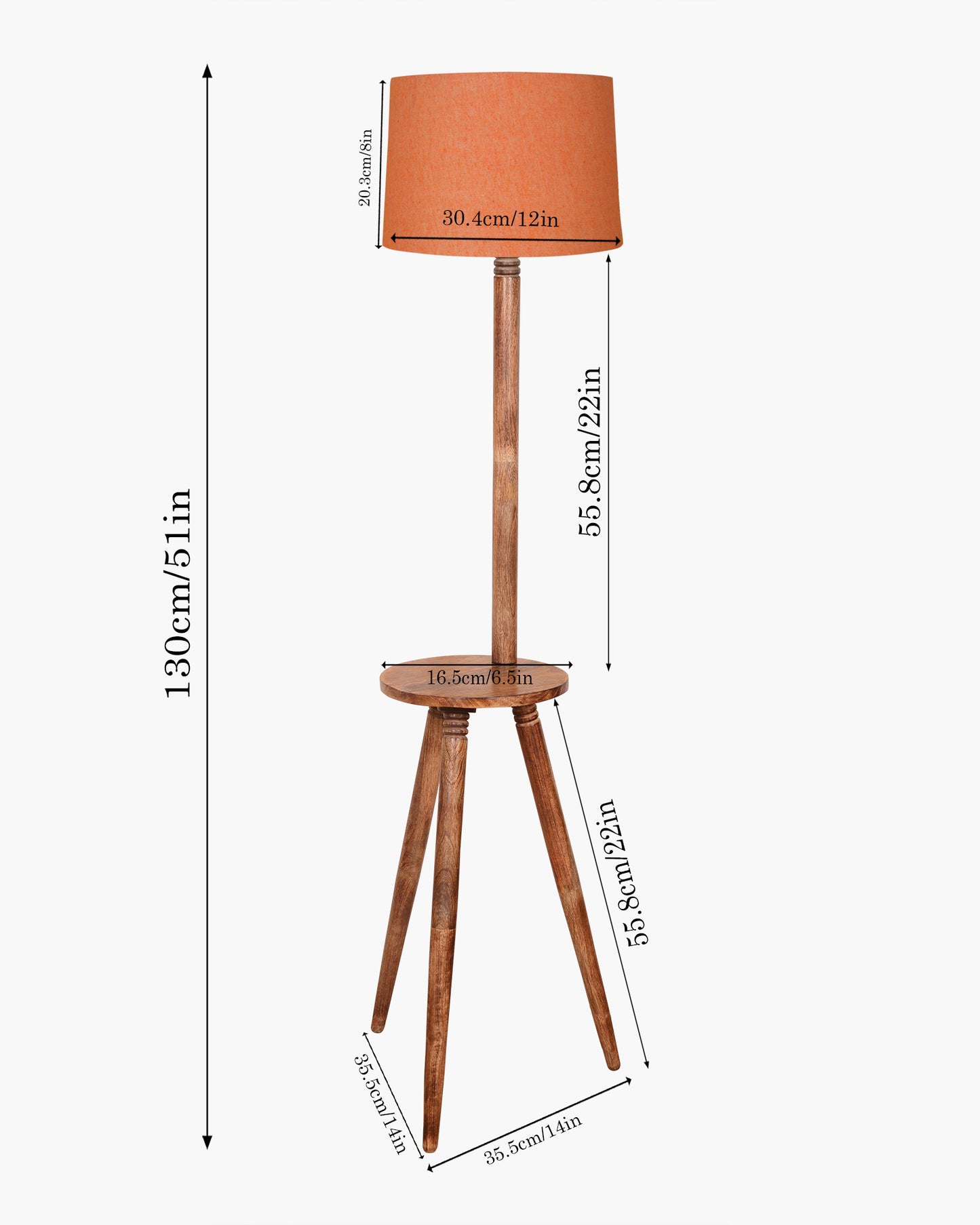 Table,Tripod Wooden Floor Lamp, Mid Century Standing Lamp, E27 Lamp Base, With Shade Modern Design Floor Reading Lamp for Living Room Bedroom, Study Room and Office