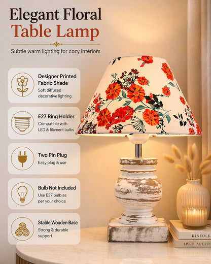 Small Table Lamp for Bedroom Whitewash Distress Living Room Simple Retro Wood Grain Farmhouse Bedside Lamps Suitable for Nightstand, Gift, Trophy, Jute Shade