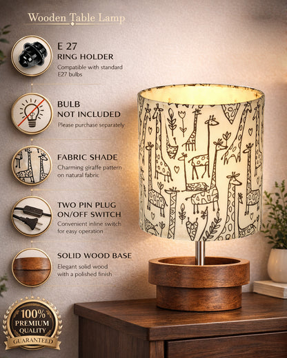 Modern Zen Wooden Lampshade Nightstand Lamps, Antique Base E27 Creative Reading Bedside Lamps Ideal for Bedroom, Concentric, Bird Cylinder