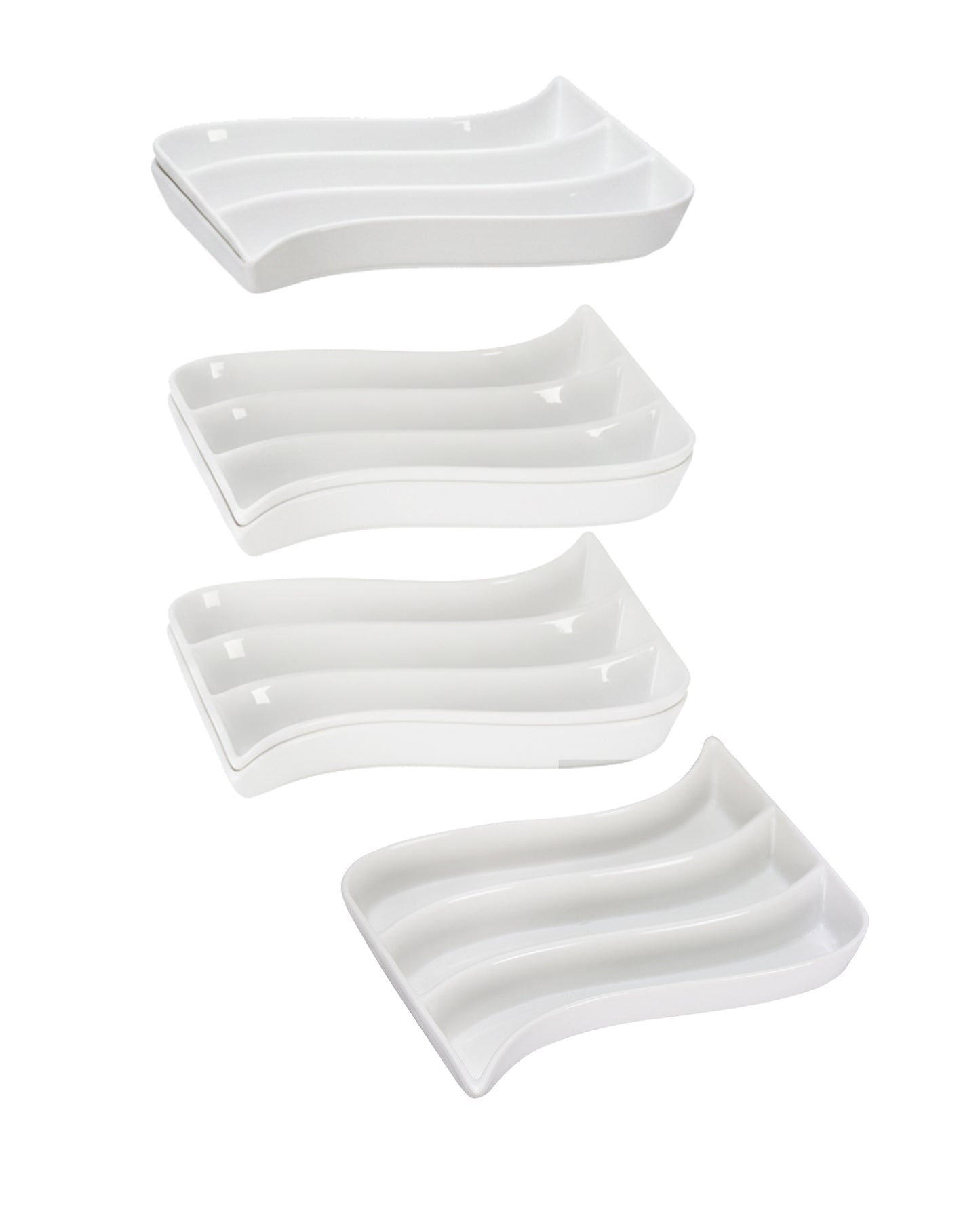 Homesake® White Porcelain Wavy Rectangle Tray with partition, Serving Platter for Serving Food, Serving Trays for Party, Entertaining, Sushi, Appetizer, Oven Safe Dinnerware