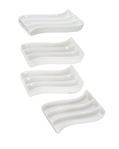 Homesake® White Porcelain Wavy Rectangle Tray with partition, Serving Platter for Serving Food, Serving Trays for Party, Entertaining, Sushi, Appetizer, Oven Safe Dinnerware