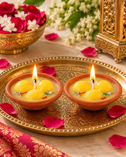 Premium Ladoo Candle, Hand Poured, Motichur Laddoo Candles, Diwali Gift Pack Decorative Scented Candle 100% Paraffin Wax, Set of 4