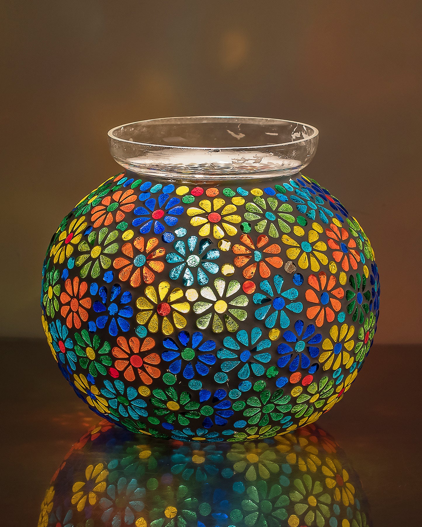 Persian Mosaic Floral Paradise Lamp, Desk Bedside Lamp Multicolor Light